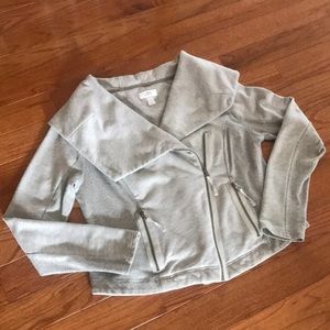 Ann Taylor LOFT Gray large collar zip-up
